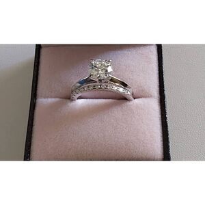 CERTIFIED 2 Ct. Genuine Moissanite Round & Pave Wedding Ring Set Sz 6